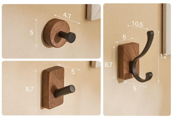 Self-Adhesive Wall Hooks Wood & Aluminium No Drilling