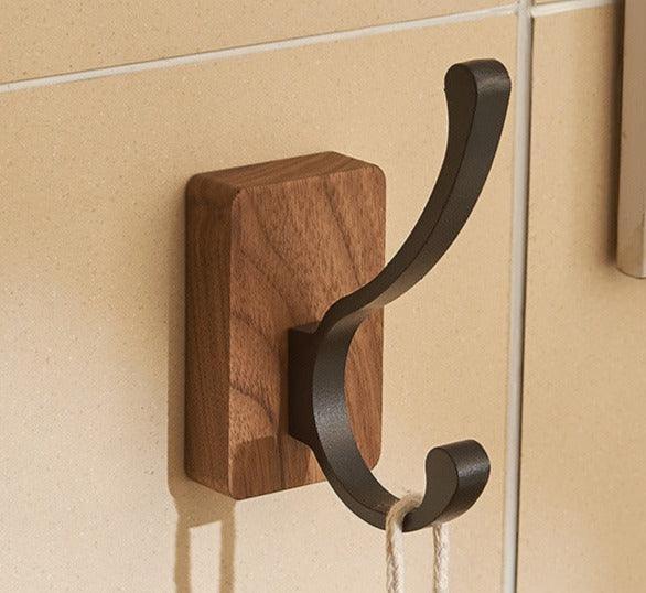 Self-Adhesive Wall Hooks Wood & Aluminium No Drilling