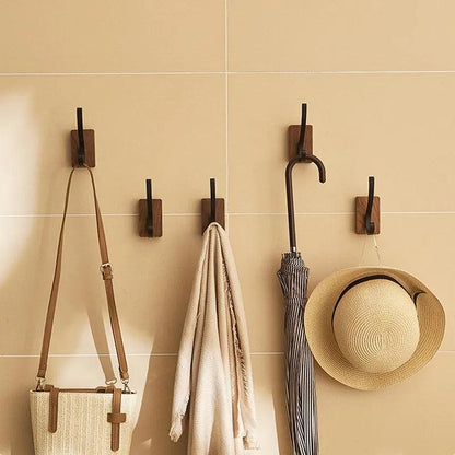 Self-Adhesive Wall Hooks Wood & Aluminium No Drilling