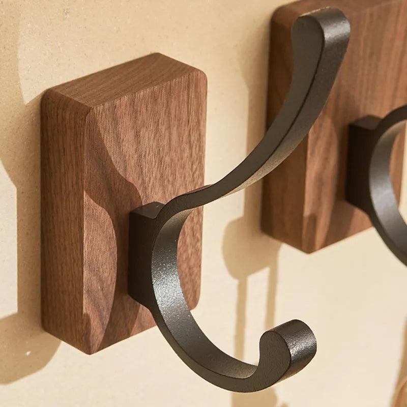Self-Adhesive Wall Hooks Wood & Aluminium No Drilling