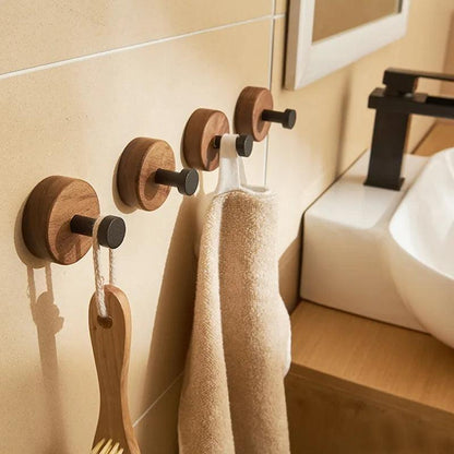 Self-Adhesive Wall Hooks Wood & Aluminium No Drilling