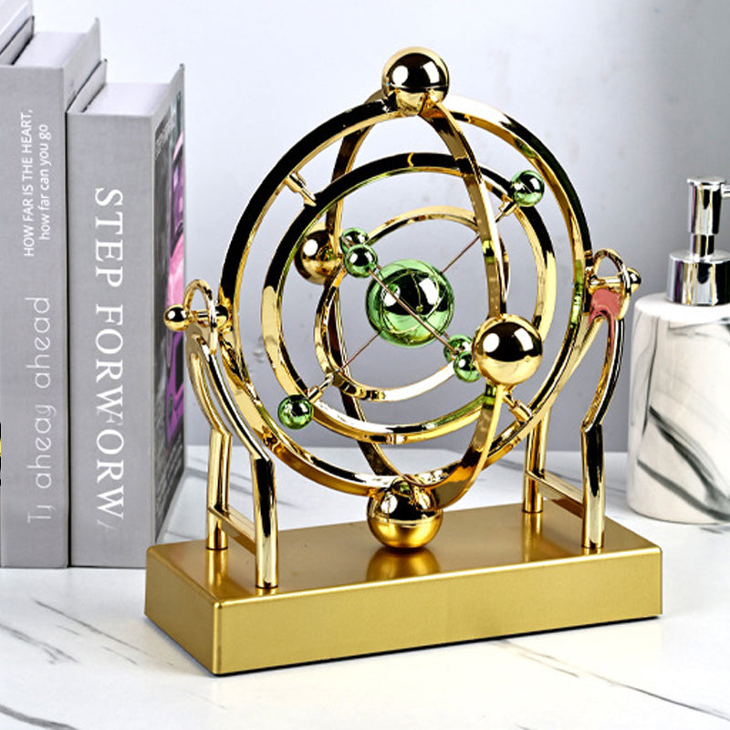 Kinetic Metal Sculpture Moving Design Gold Finish 