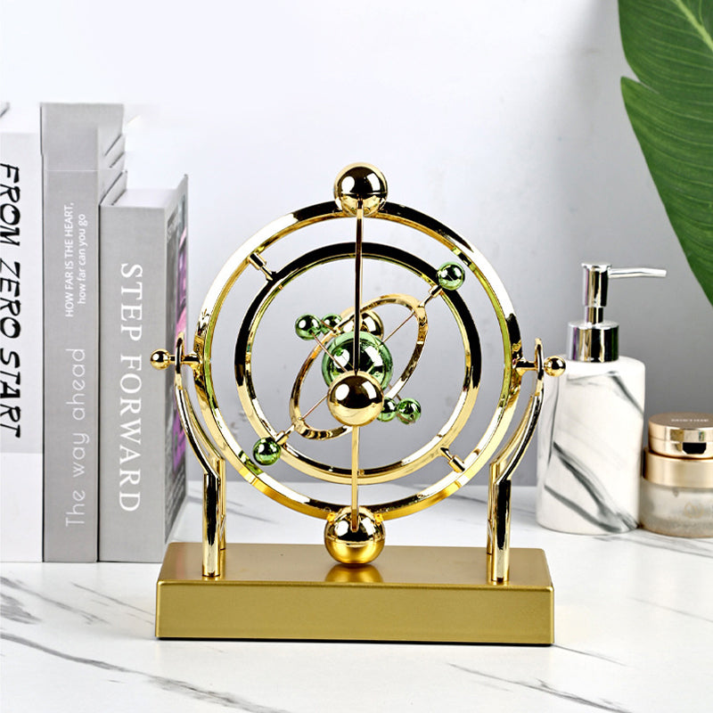 Kinetic Metal Sculpture Moving Design Gold Finish 
