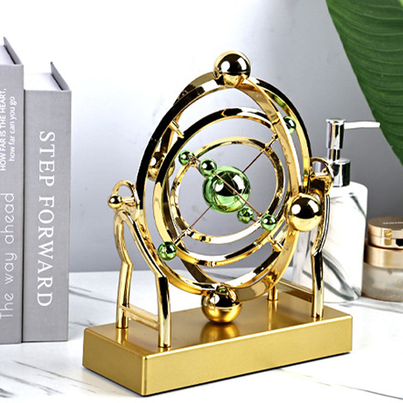 Kinetic Metal Sculpture Moving Design Gold Finish 