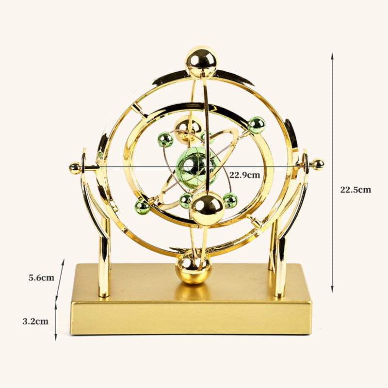 Kinetic Metal Sculpture Moving Design Gold Finish 