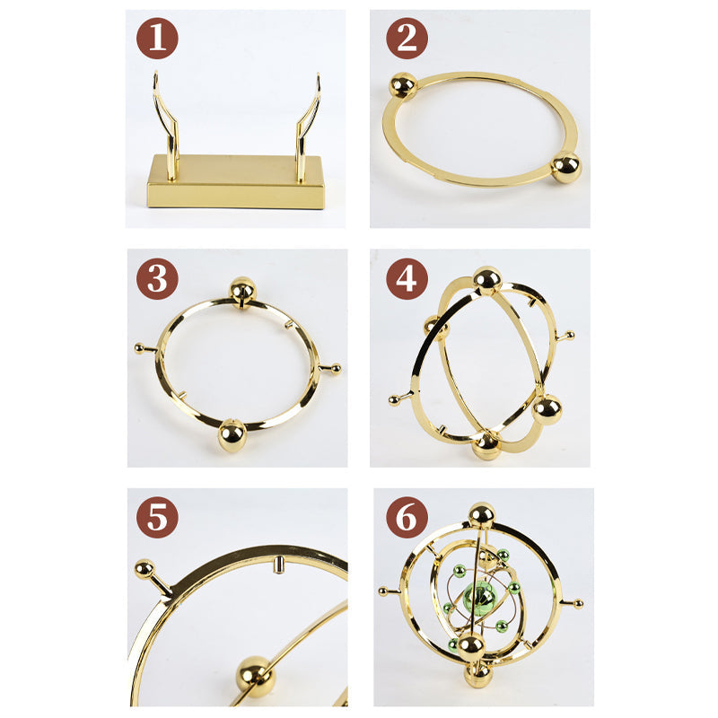 Kinetic Metal Sculpture Moving Design Gold Finish 