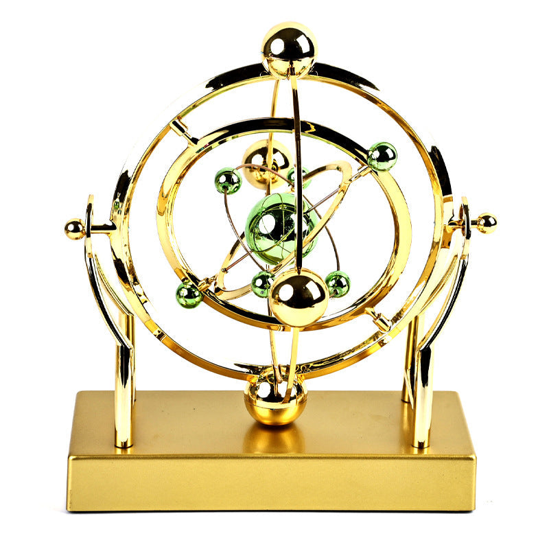 Kinetic Metal Sculpture Moving Design Gold Finish 