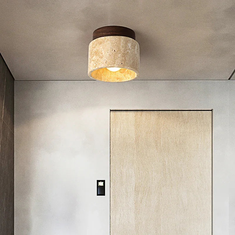Japandi Ceiling Light – Travertine Stone – E27 Socket
