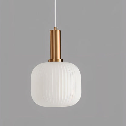 Ribbed Glass Pendant Light Brass Finish