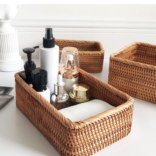 Woven Rattan Storage Basket Handwoven For Home