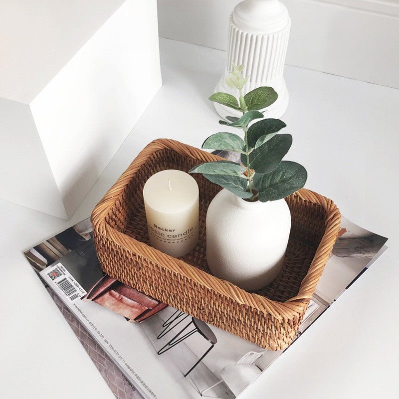 Woven Rattan Storage Basket Handwoven For Home