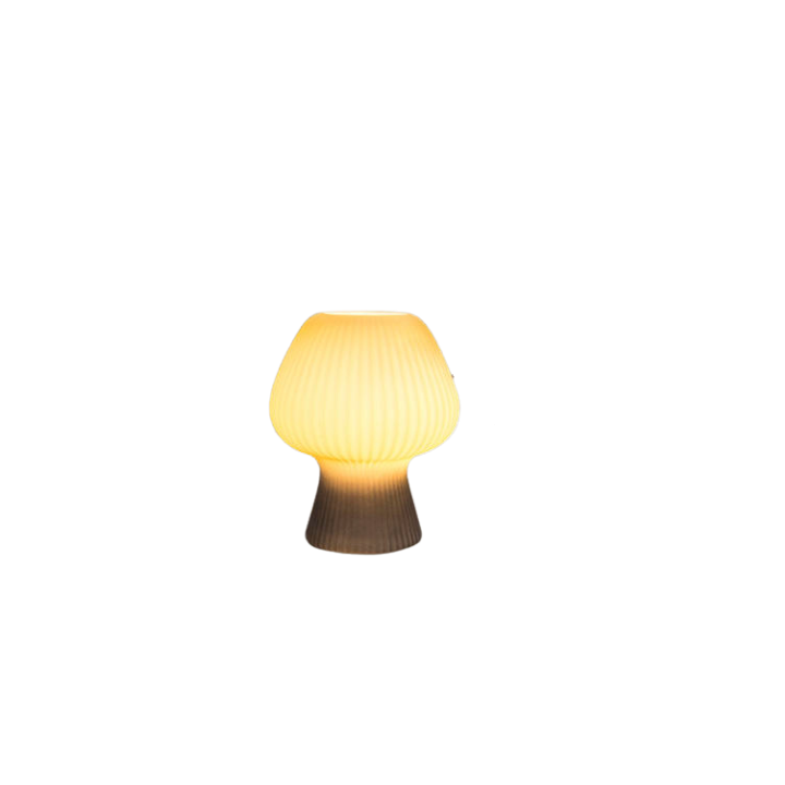 Vintage Glass Table Lamp – Ribbed – Dimmable LED – Mushroom Design